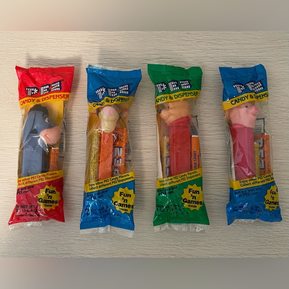 Vintage Pez Dispensers Winne the Pooh, Tigger, Piglet & Eeyore in Package